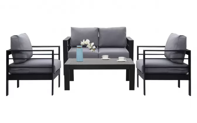 Komplet wypoczynkowy aluminiowy na taras JACO czarny