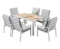 Biały komplet stołowy na taras dla 6 osób aluminiowy LORENZO 