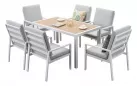 Biały komplet stołowy na taras dla 6 osób aluminiowy LORENZO 