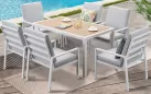Biały komplet stołowy na taras dla 6 osób aluminiowy LORENZO 