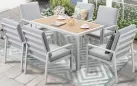 Biały komplet stołowy na taras dla 6 osób aluminiowy LORENZO 