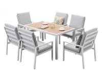 Biały komplet stołowy na taras dla 6 osób aluminiowy LORENZO 