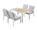 Biały komplet stołowy na taras dla 4 osób aluminiowy LORENZO 