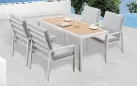 Biały komplet stołowy na taras dla 4 osób aluminiowy LORENZO 
