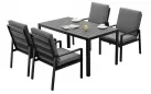 Czarny komplet stołowy na taras dla 4 osób aluminiowy LORENZO 