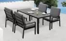 Czarny komplet stołowy na taras dla 4 osób aluminiowy LORENZO 