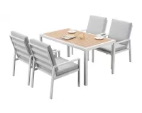 Biały komplet stołowy na taras dla 4 osób aluminiowy LORENZO 