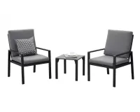 Czarny komplet kawowy na balkon dla 2 osób aluminiowy ELENA