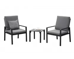 Czarny komplet kawowy na balkon dla 2 osób aluminiowy ELENA