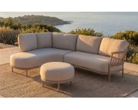 Modułowy narożnik z szezlongiem organicznych kształtach aluminiowy beżowy fresca