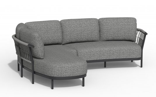 Grafitowy narożnik aluminiowy ogrodowy z szezlongiem FRESCA