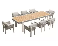 Zestaw stołowy nowoczesny na taras beżowy dla 8 osób BORROMEO higold