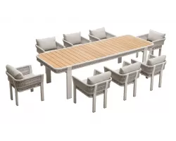Zestaw stołowy nowoczesny na taras beżowy dla 8 osób BORROMEO higold
