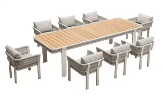 Zestaw stołowy nowoczesny na taras beżowy dla 8 osób BORROMEO higold