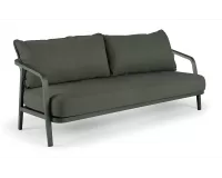 Sofa ogrodowa aluminowa oliwkowa 3-osobowa PEP plecionka lina polipropylenowa