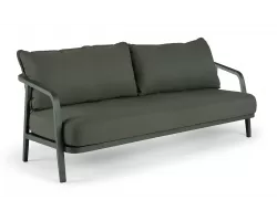 Sofa ogrodowa aluminowa oliwkowa 3-osobowa PEP plecionka lina polipropylenowa