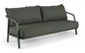 Sofa ogrodowa aluminowa oliwkowa 3-osobowa PEP plecionka lina polipropylenowa