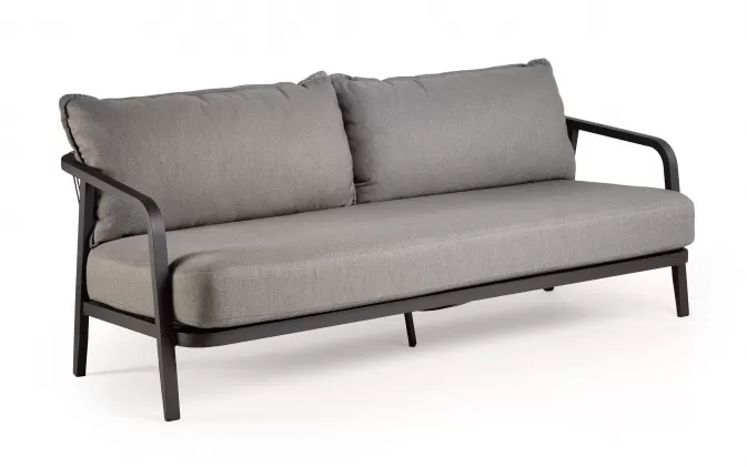Sofa ogrodowa aluminowa antracytowa 3-osobowa PEP plecionka lina polipropylenowa