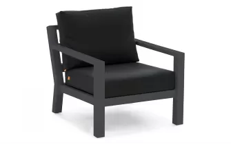 Fotel wypoczynkowy na taras aluminiowy TIMBER grube poduszki Czarne