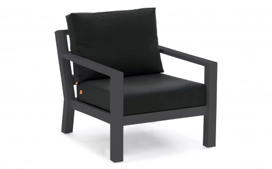 Fotel wypoczynkowy na taras aluminiowy TIMBER grube poduszki Czarne