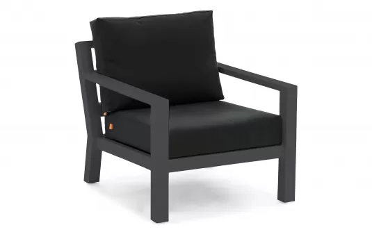 Fotel wypoczynkowy na taras aluminiowy TIMBER grube poduszki Czarne