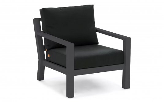 Fotel wypoczynkowy na taras aluminiowy TIMBER grube poduszki Czarne Fotel wypoczynkowy na taras aluminiowy TIMBER grube poduszki Czarne