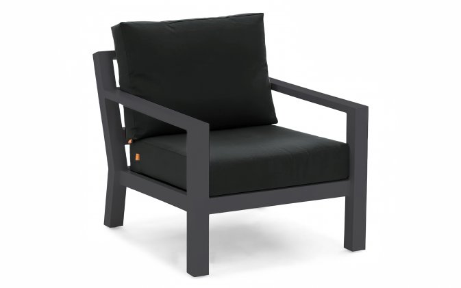 Fotel wypoczynkowy na taras aluminiowy TIMBER grube poduszki Czarne