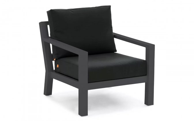 Fotel wypoczynkowy na taras aluminiowy TIMBER grube poduszki Czarne
