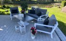 Sofa wypoczynkowa 2,5-osobowa na taras aluminiowa białaTIMBER grube poduszki szare