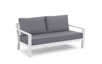 Sofa wypoczynkowa 2,5-osobowa na taras aluminiowa białaTIMBER grube poduszki szare