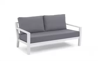 Sofa wypoczynkowa 2,5-osobowa na taras aluminiowa białaTIMBER grube poduszki szare