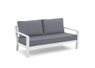 Sofa wypoczynkowa 2,5-osobowa na taras aluminiowa białaTIMBER grube poduszki szare