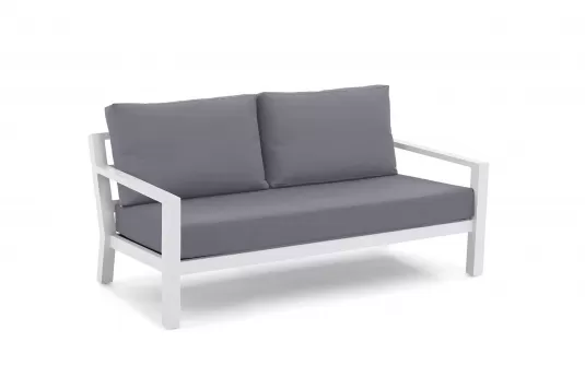 Sofa wypoczynkowa 2,5-osobowa na taras aluminiowa białaTIMBER grube poduszki szare