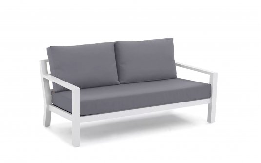 Sofa wypoczynkowa 2,5-osobowa na taras aluminiowa białaTIMBER grube poduszki szare