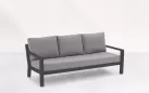 Sofa wypoczynkowa 3-osobowa na taras aluminiowa grafitowa TIMBER grube poduszki czarne