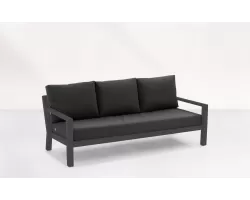 Sofa wypoczynkowa 3-osobowa na taras aluminiowa grafitowa TIMBER grube poduszki szare
