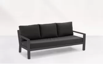Sofa wypoczynkowa 3-osobowa na taras aluminiowa grafitowa TIMBER grube poduszki szare