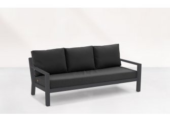 Sofa wypoczynkowa 3-osobowa na taras aluminiowa grafitowa TIMBER grube poduszki szare