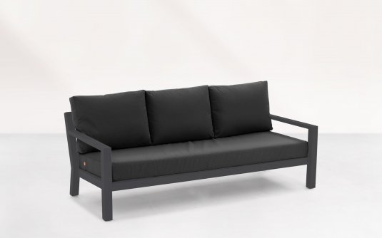 Sofa wypoczynkowa 3-osobowa na taras aluminiowa grafitowa TIMBER grube poduszki szare