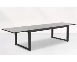 Duży stół ogrodowy aluminowy grafitowy rozkłdany PRIMAVERA 220-340 cm blat ceramiczny