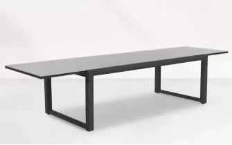 Duży stół ogrodowy aluminowy grafitowy rozkłdany PRIMAVERA 220-340 cm blat ceramiczny