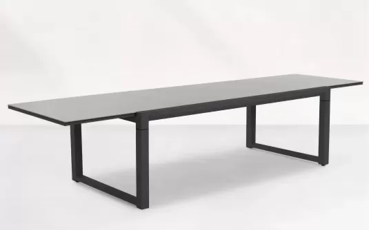 Duży stół ogrodowy aluminowy grafitowy rozkłdany PRIMAVERA 220-340 cm blat ceramiczny