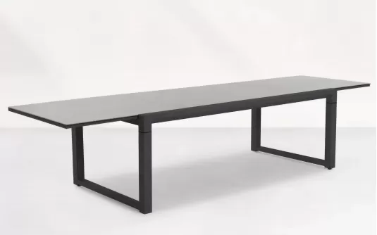 Duży stół ogrodowy aluminowy grafitowy rozkłdany PRIMAVERA 220-340 cm blat ceramiczny