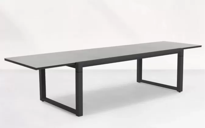 Duży stół ogrodowy aluminowy grafitowy rozkłdany PRIMAVERA 220-340 cm blat ceramiczny