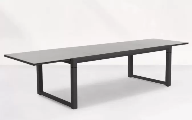 Duży stół ogrodowy aluminowy grafitowy rozkłdany PRIMAVERA 220-340 cm blat ceramiczny