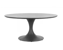 Grafitowy okrągły stół na taras aluminiowy ARNOLD śr. 158 cm blat kamienny