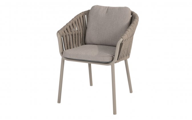 Krzesło do ogrodowej jadalni beżowe OLWEN 4SO z poduszkami