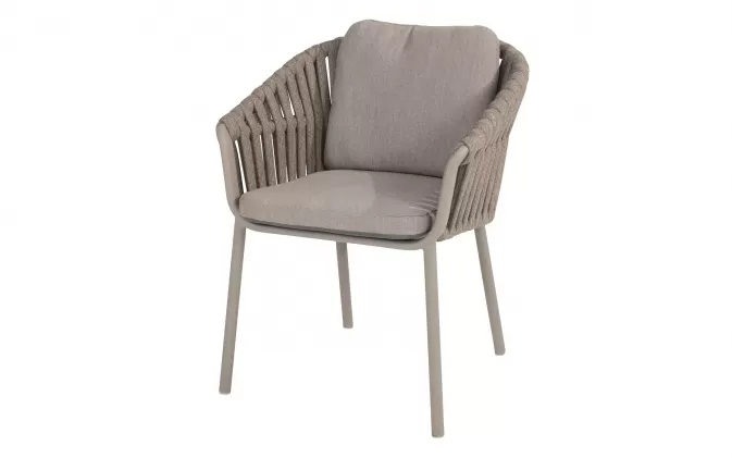 Krzesło do ogrodowej jadalni beżowe OLWEN 4SO z poduszkami