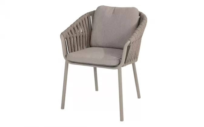 Krzesło do ogrodowej jadalni beżowe OLWEN 4SO z poduszkami