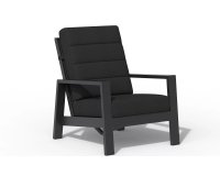 Fotel wypoczynkowy z pochylanym oparciem aluminiowy QUEENS czarne poduszki